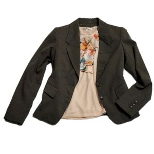 Olivia Lauren Light Peach Blouse with Sheer Floral Chiffon Puff Sleeves